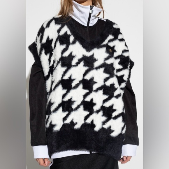 Adidas Oversized Black & White Checkered Vest, Small, NWOT - Picture 7 of 8